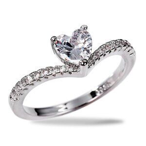 🎁 Sweet Pure CZ Cubic Twisted Lovely Diamonds Heart Rings for Women,MARR9071